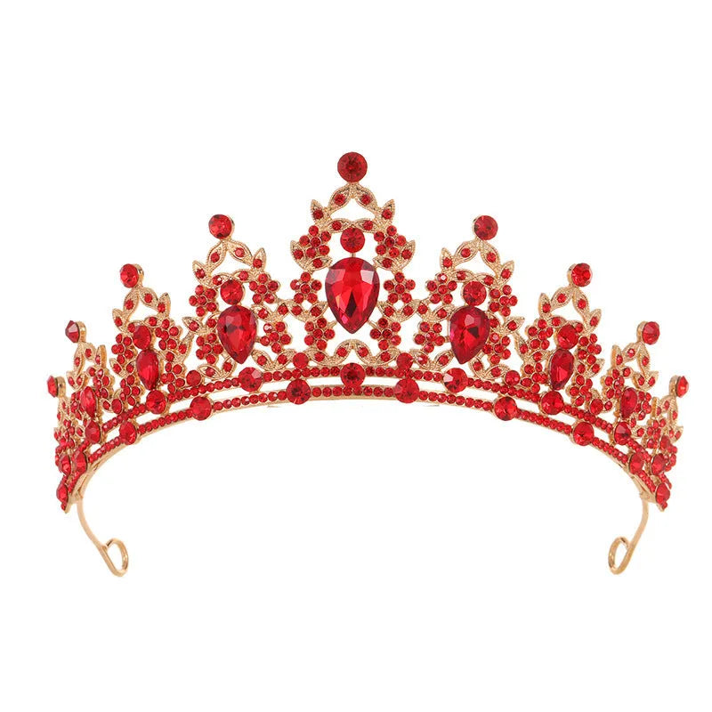Baroque bride crown headdress with rhinestone detailing in silver and gold colour variations