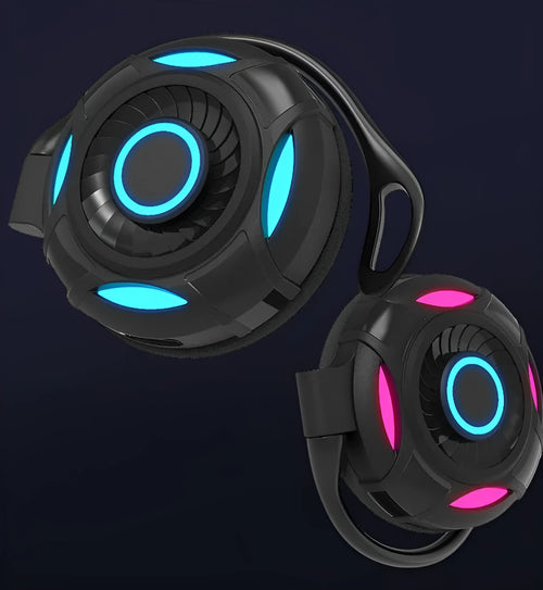 Black and white Bluetooth 5.0 wireless earphones with hanging ear design