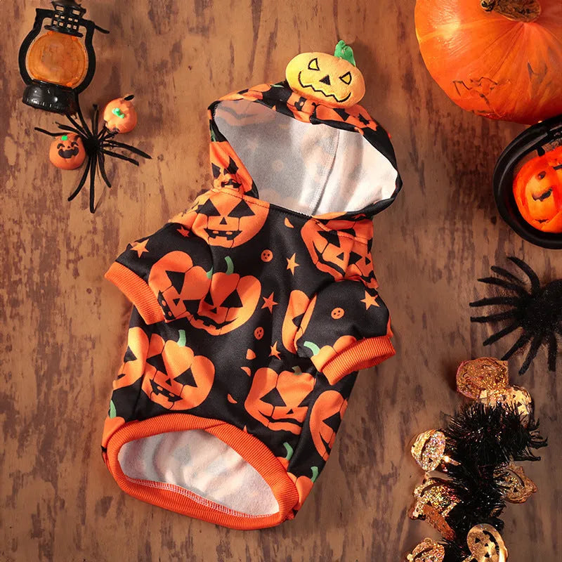 Crystal velvet Halloween pumpkin skirt costume for pet dog or cat in multiple sizes