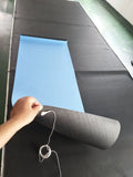 Blue conductive yoga mat with grounding wire and plant pattern, measuring 182x61cm