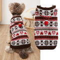 Striped camouflage knitted dog sweater with snowflake pattern in blue, grey or pink
