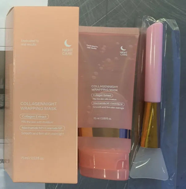 75ml collagen night face mask with application brush for overnight skin firming and hydration