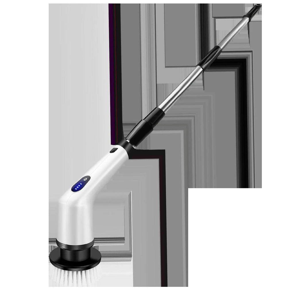 White lithium rechargeable handheld cleaning ball with cleaning brush attachment