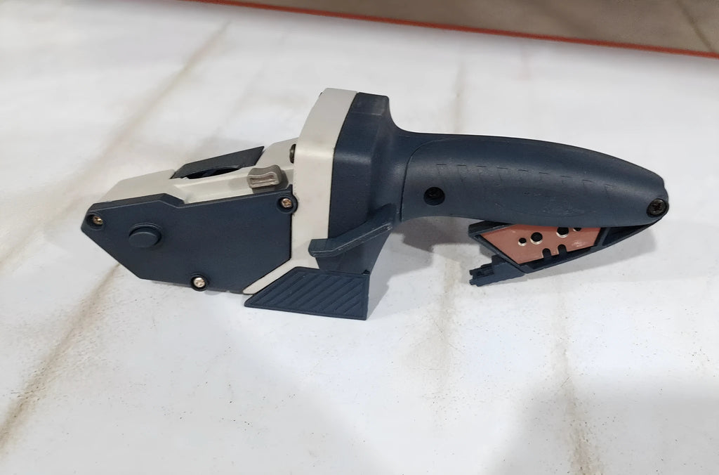 Blue multifunctional woodworking cutter with aluminium alloy construction and integrated measuring scale