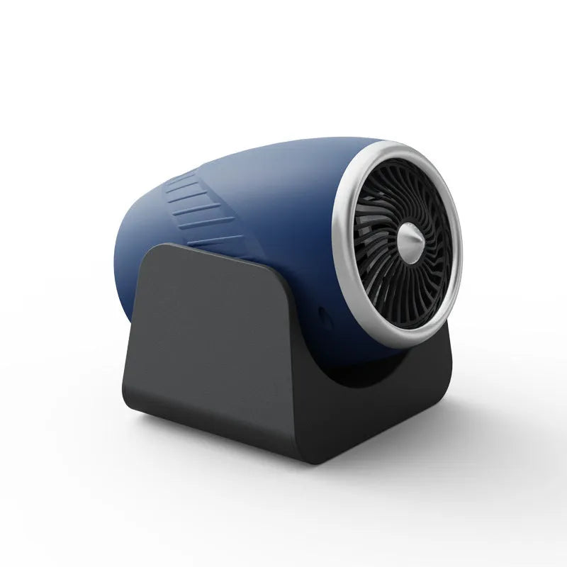 Navy blue 12v car heating fan with cigarette lighter plug for interior warming and windscreen defogging