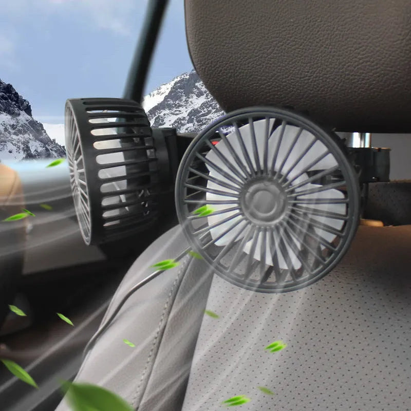 Black car USB rear pillow single head fan with multifunctional adjustment controls