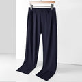 Men's straight-leg ice silk trousers in a loose fit with an elasticated waist, shown in black.