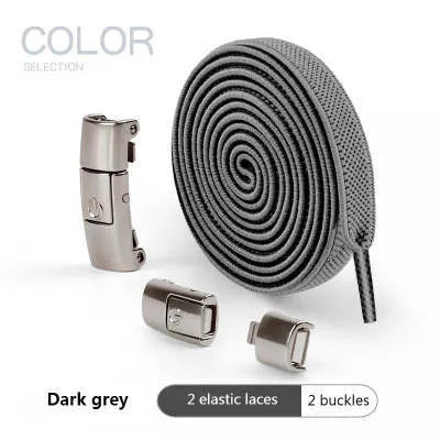 Set of press lock elastic no-tie shoelaces in 8mm widened flat design on a white background.