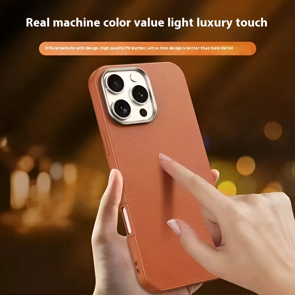 TPU phone case with leather pattern anti-fall design for Apple iPhone in black