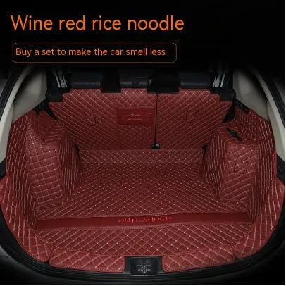Custom 3D non-slip boot liner for Mitsubishi Outlander in a black colour with contrasting stitching.