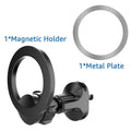 Black magnetic car air vent phone holder with O-ring bracket for mobile devices