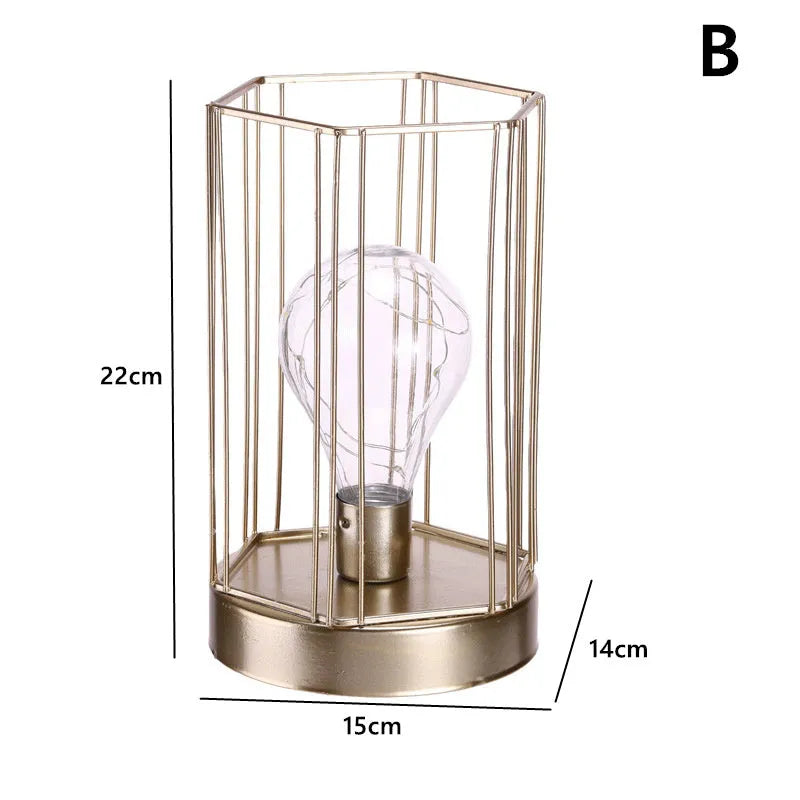Geometric light bulb ornament in iron with electroplated finish, Nordic style home decoration