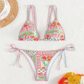 Women's backless lace-up split swimsuit bikini set in polyester spandex for swimming sports