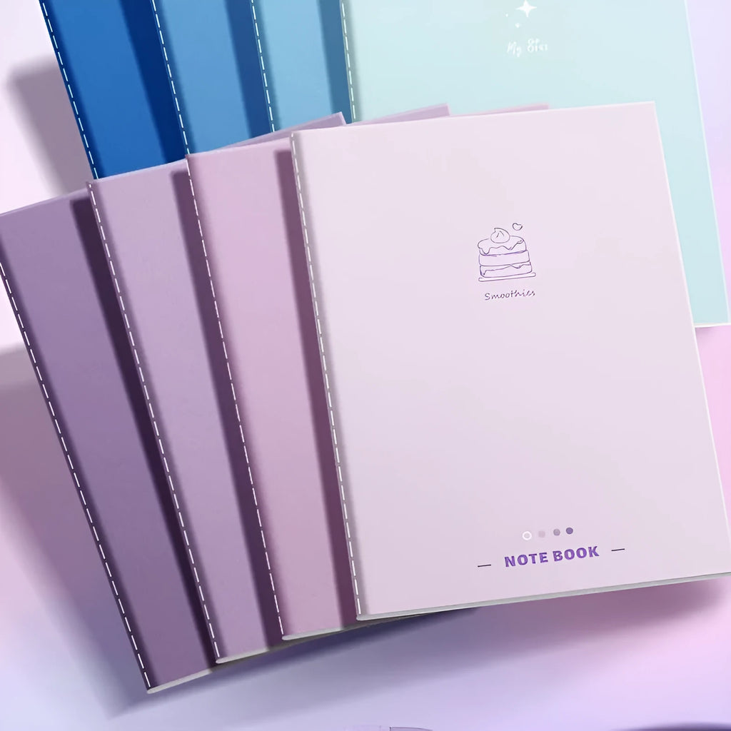 Pack of four gradient colour creative trend notebooks with 60 sheets of 75g wood-free paper each