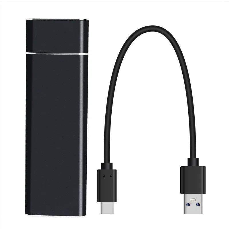 Sapphire blue portable external solid state hard disk with metal casing measuring 10.3cm