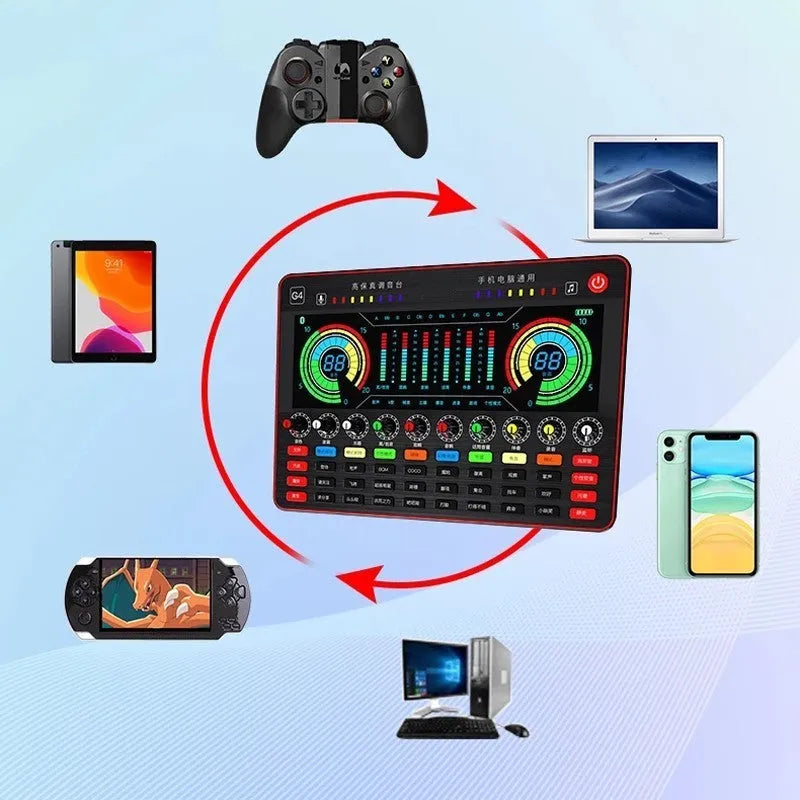 G4 professional live sound card and condenser microphone set with LCD display and remote control.