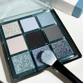MUGELEEN 08 nine-colour eye shadow palette showing low saturation blues and earth tones
