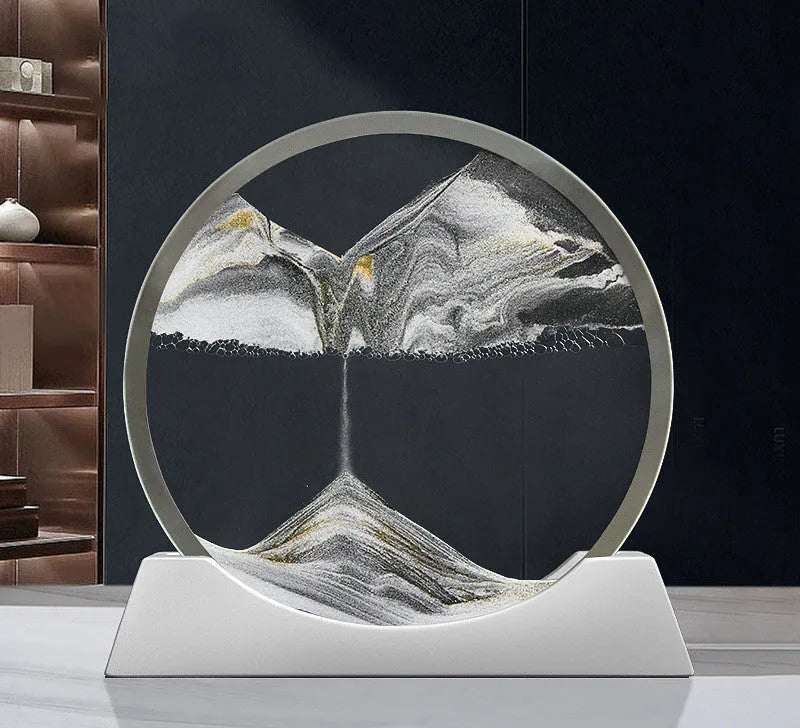 12-inch rotary quicksand painting night lamp with modern minimalist design and embroidered glass