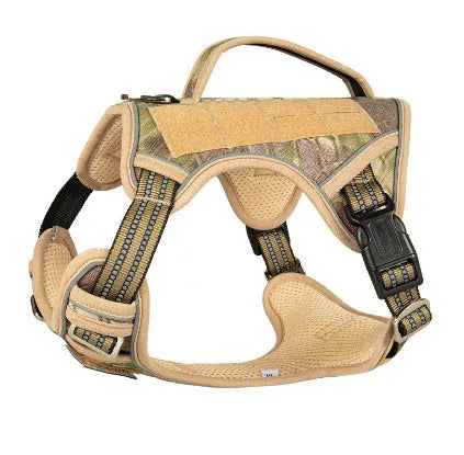 Oxford cloth tactical dog chest strap in camouflage colour for search and rescue working harness.