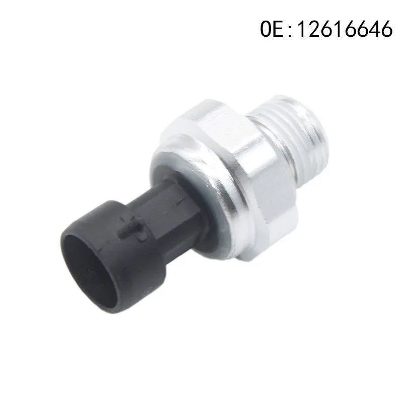 Silver metal automotive fuel pressure sensor with part numbers 12616646 12677836 D1846A.