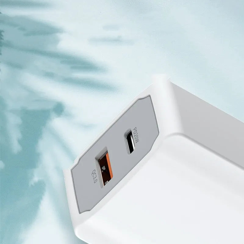 White European standard phone fast charger and USB cable set with fireproof ABS PC construction