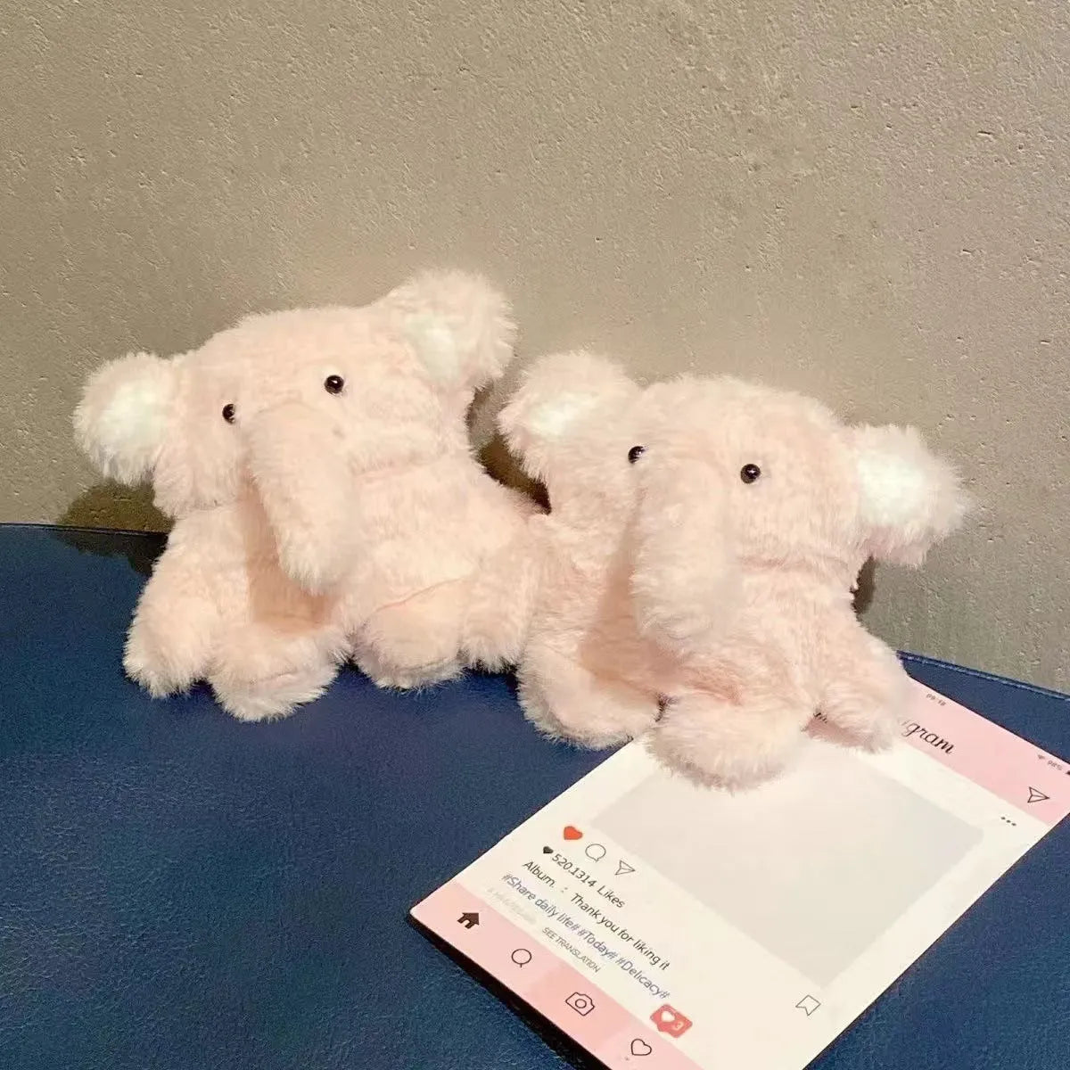 Pink plush baby elephant wireless Bluetooth earbuds case for AirPods, flannel fabric, cartoon style