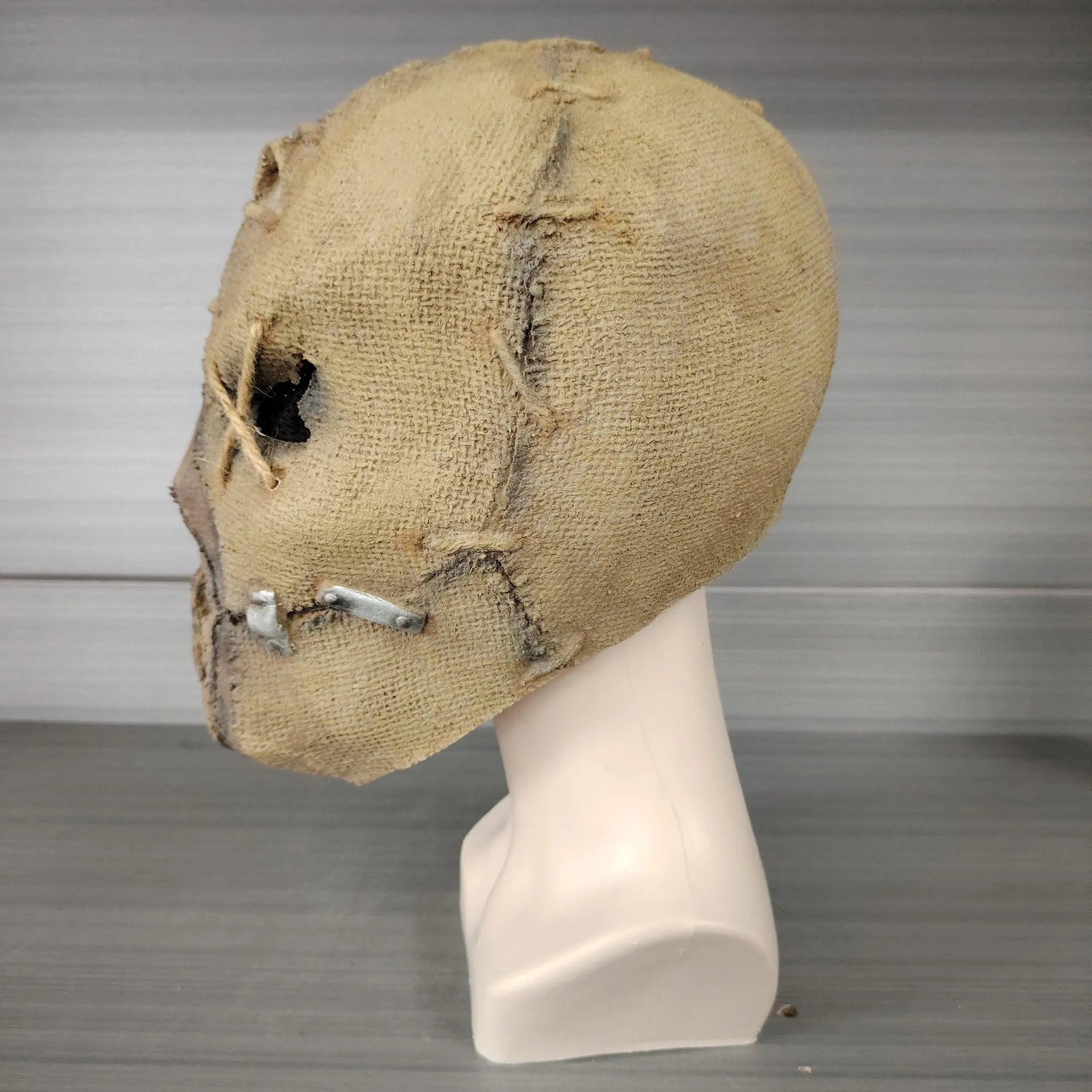 Latex scar skull horror mask head cover for Halloween costumes measuring 31cm tall