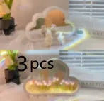 DIY cloud tulip night lamp with decorative mirror and LED light in pink, purple, blue or yellow colours