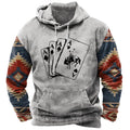 Men's street printing hoodie in loose fit polyester, front view, available in multiple colours and sizes