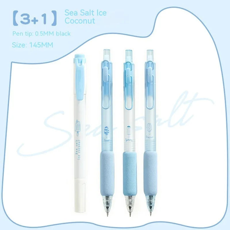 Double-headed fluorescent neutral pen with 0.5 mm tip and Cheese Mint, Sea Salt Ice Cup colours.
