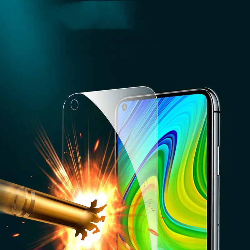 Tempered glass screen protector for Xiaomi phones showing HD clarity and full coverage.