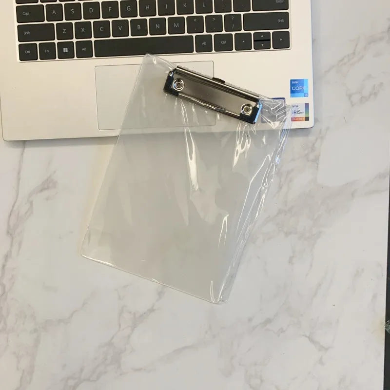 A4 transparent plate holder writing board with metal clip and writing pad in blue colour option