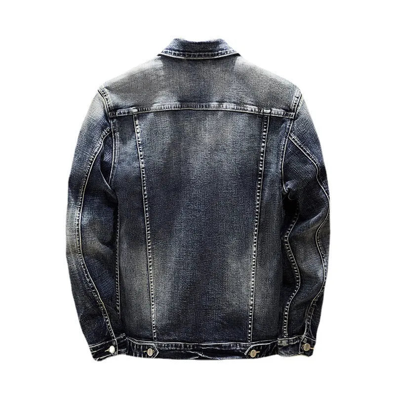 Men's blue cotton fashion jacket outer wear with breathable fabric, Asian sizes S to XXXXXL