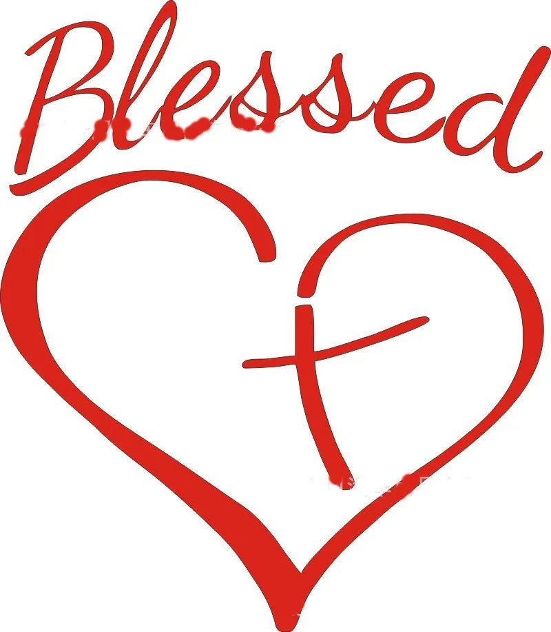 Three heart-shaped Faith Hope Love letter stickers in black, white, and red colours.