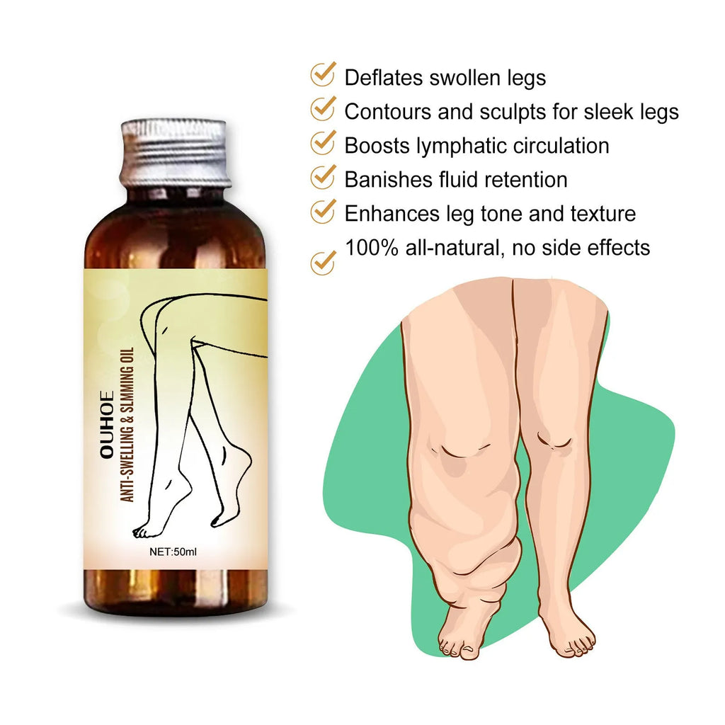 50ml bottle of moisturising body and leg massage essential oil with natural plant extracts