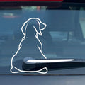 Cartoon dog car window sticker with wiper animation for rear glass