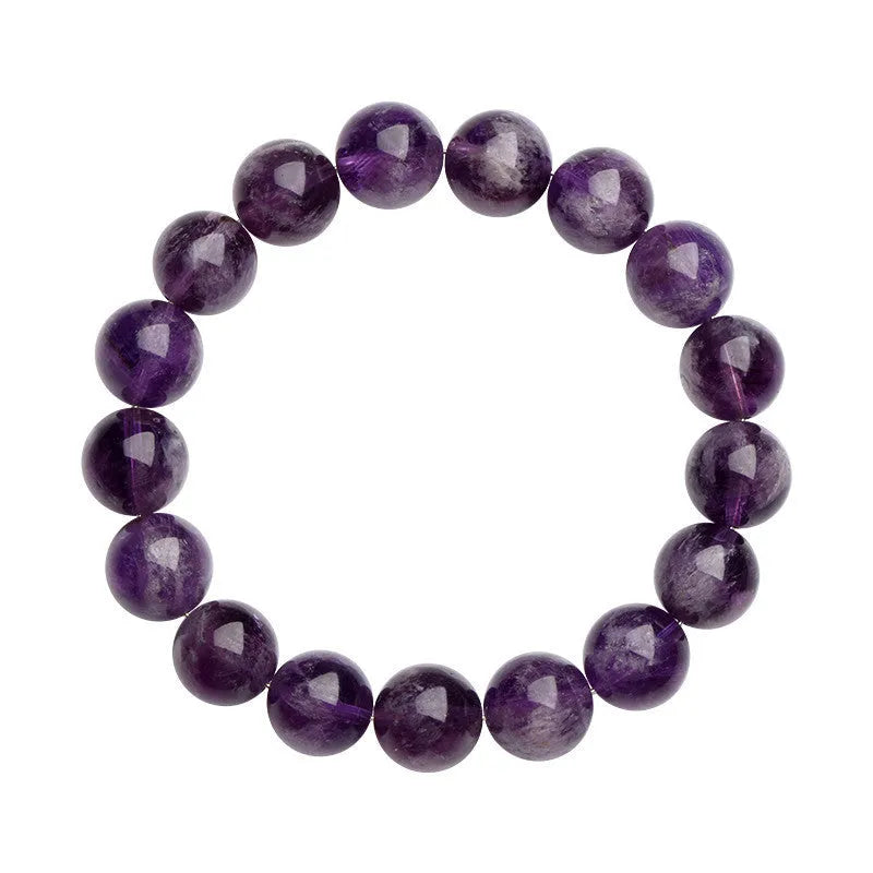 Natural feather amethyst crystal bracelet in snow mountain purple colour with scattered beads.