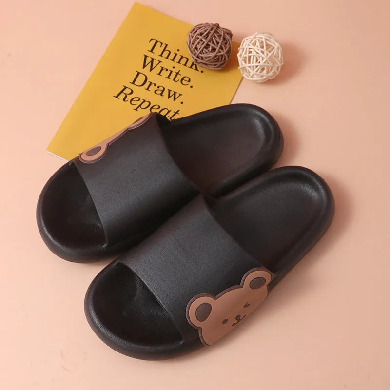 Cartoon bear PVC flip flop slippers in bear black colour unisex sizes 36-37 to 44-45