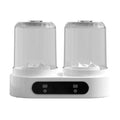 White double bucket mini USB washing machine with two lids on a countertop.
