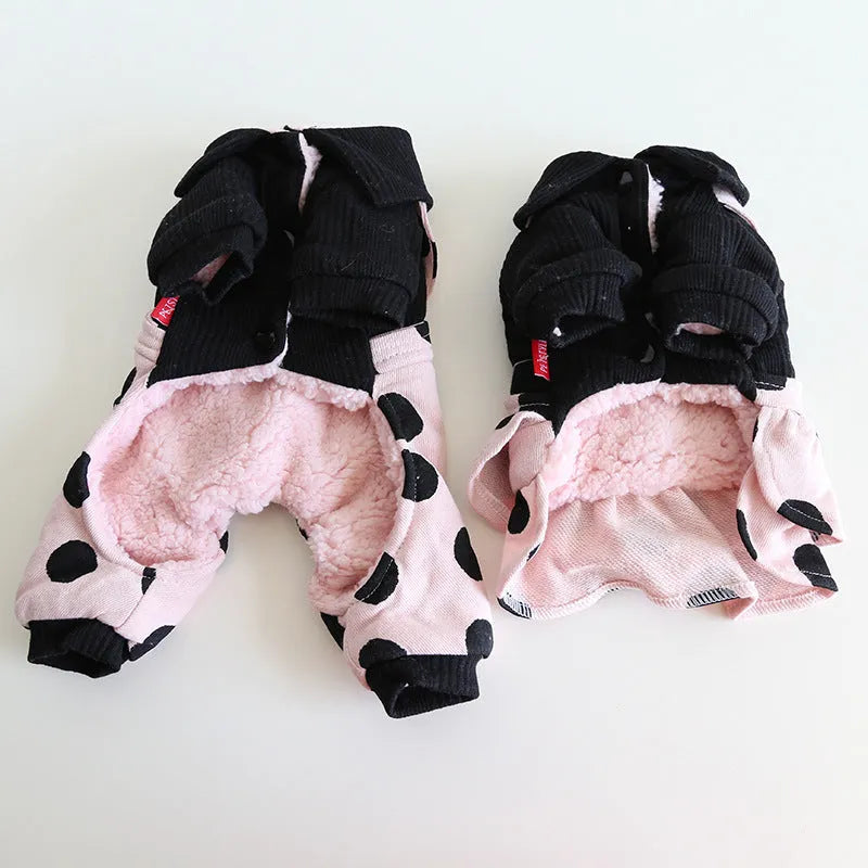 Casual lapel and shoulder strap dog clothes set for couples in sizes XS to XL