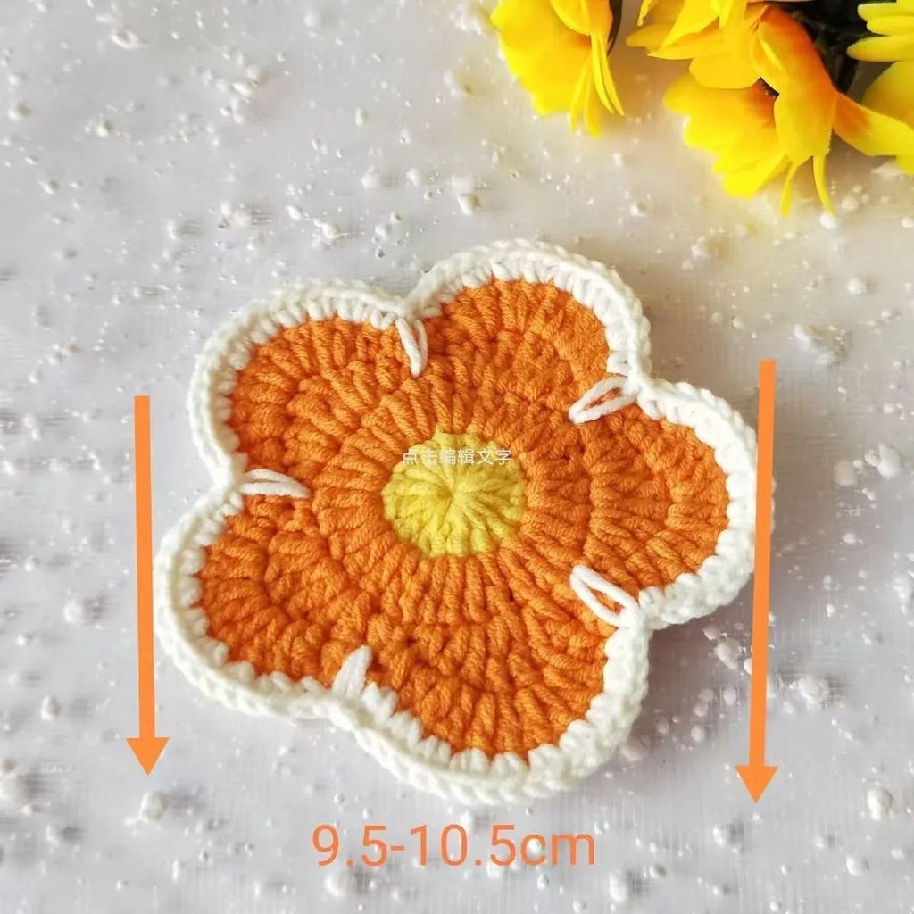 Colourful handmade cotton thread woven flower placemats on dining table