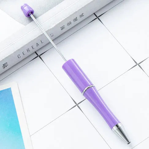 Creative plastic beaded ballpoint pen with spinning chain in multiple colour options