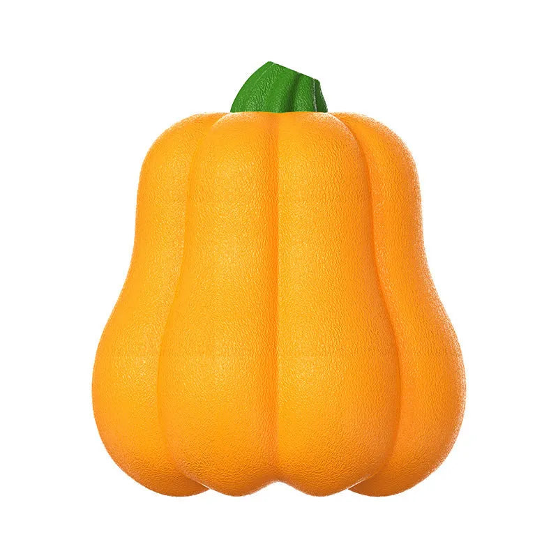 Orange Bite Molar plastic dog toy with rope, shown on grass for outdoor use.