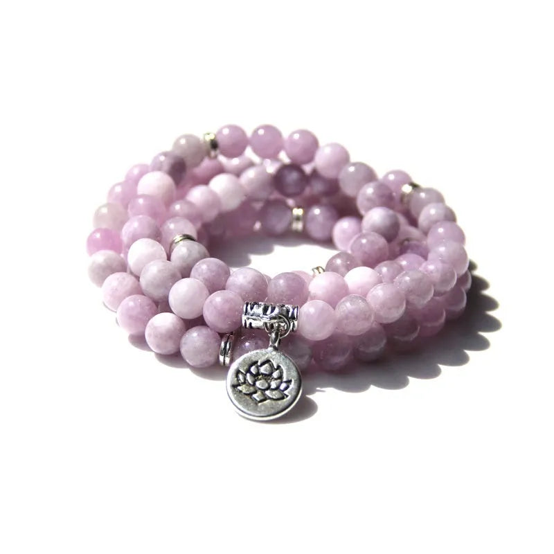 Geometric natural stone bracelet with angel echeveria and lotus design for women in various colours