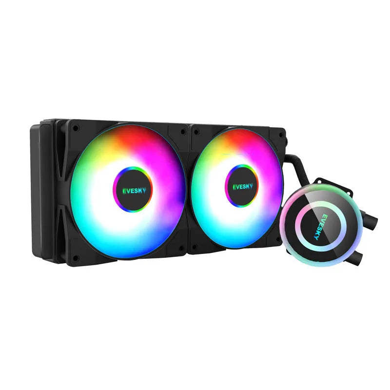 Aluminium CPU radiator with silent fan, showing multi-angle mounts and available in 120mm, 240mm, 360mm sizes