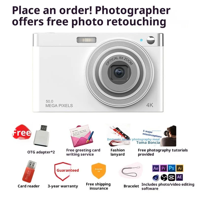 Student digital camera with retro CCD HD beauty mode in three colours