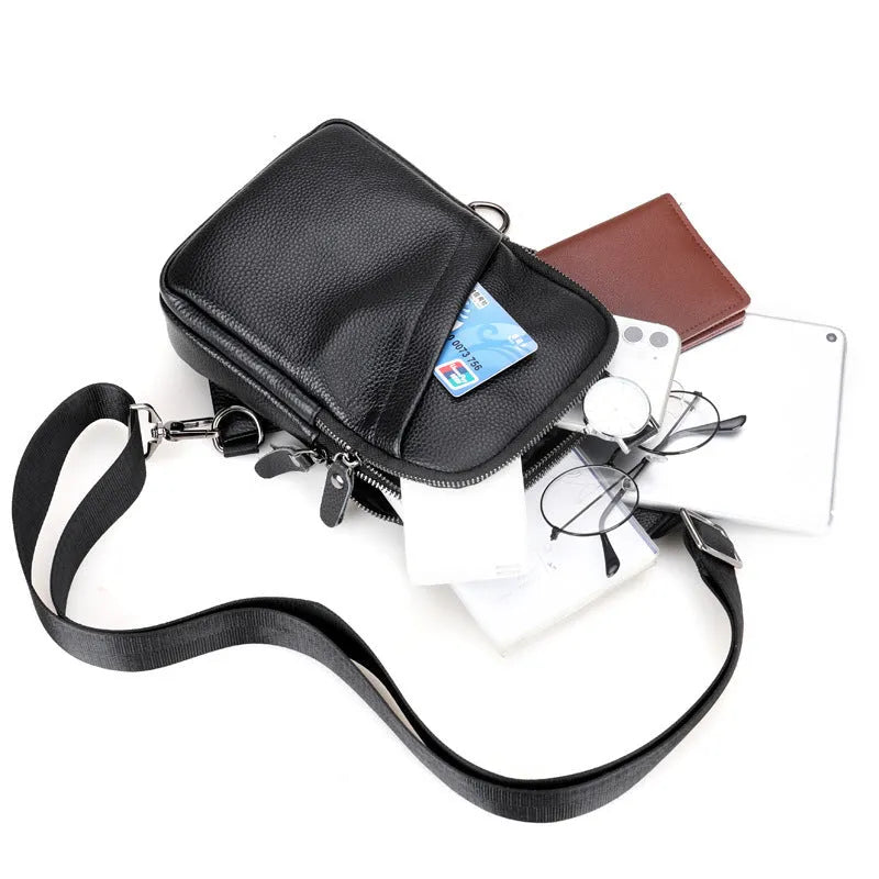 Men's genuine leather crossbody shoulder bag in urban simplicity style