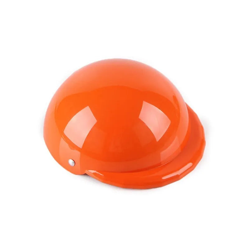 Plastic dog motorcycle cap helmet in a solid colour, shown in small, medium, and large sizes.