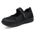 Women's grey mesh casual shoes with velcro fastening and round toe
