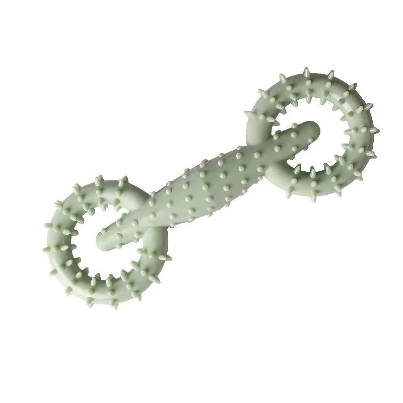 Blue TPR ring-shaped dog chew toy for puppy teething on a white background.